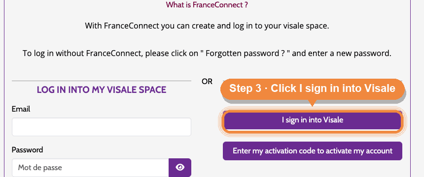 Choose register, not FranceConnect