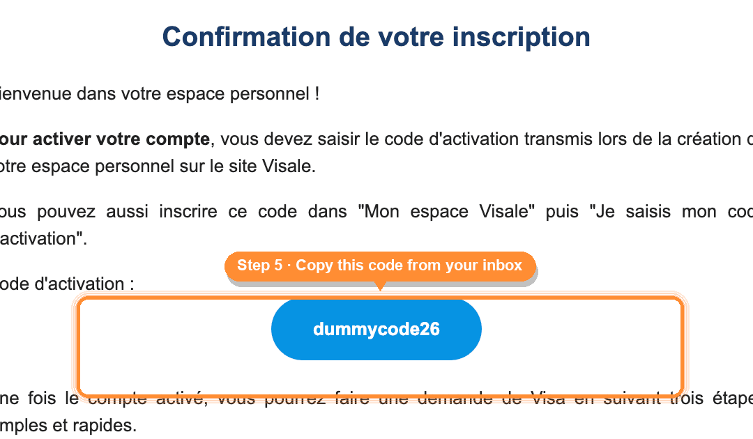 Enter the activation code from your inbox