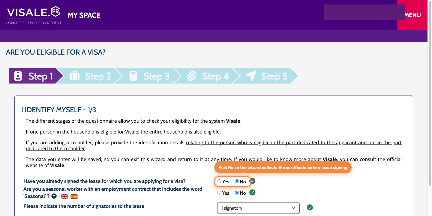 Open the wizard and answer No to the lease question